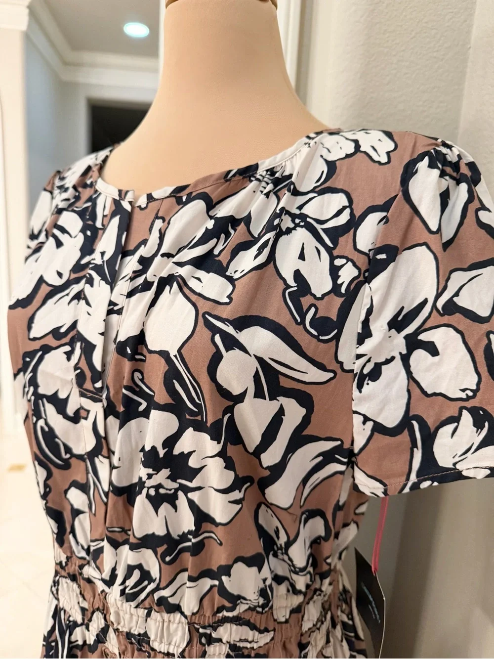 Cynthia Rowley Floral Tiered Maxi Dress XL Pockets Smocked Waist NWOT